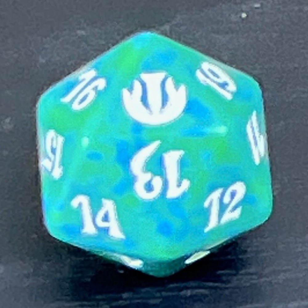 Magic The Gathering MTG Spindown D20 16mm Green Blue Life Counter Die Acrylic